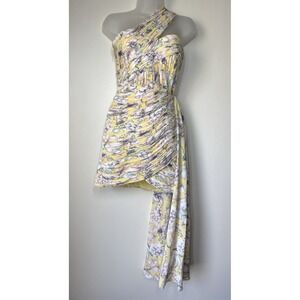 Lavish Alice Pleated Mini Dress‎ Size 2 Formal Wedding Yellow Floral Party Event